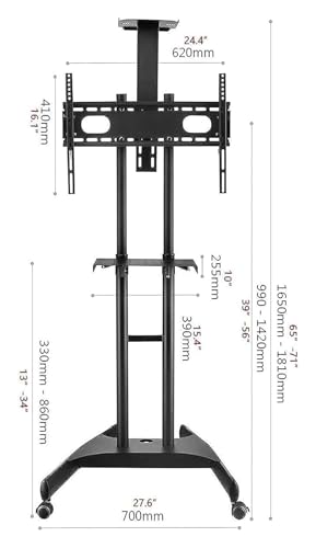 Soporte móvil para TV con ruedas y estantes ajustables miniatura 5