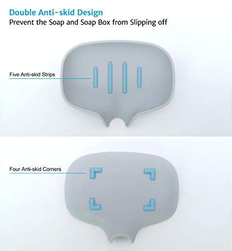 AIMAIAIMAI 3PCS Silicone Soap Dish with Draining Tray for Shower, Bar Soap Holder for Bathroom, Soap Sponge Holder for Kitchen - Easy to Clean, Self Draining Soap Saver - Thumbnail 3