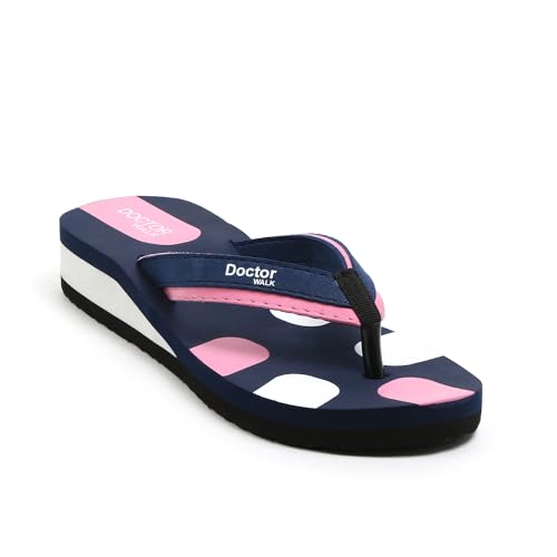 Image of Doctor Walk Comfort Flip Flops, Green and White, Anti-Skid Sole with Soft Straps Slipper for Women's