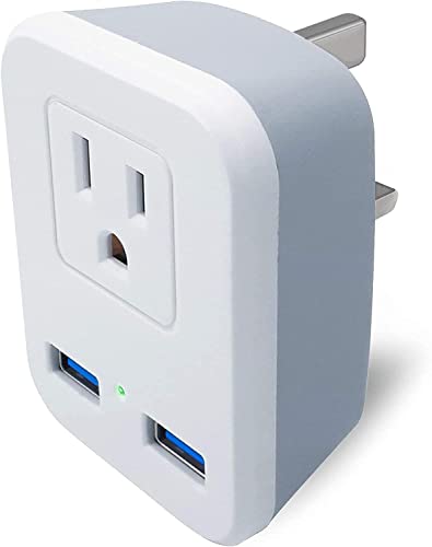 Type G UK Power Plug Adapter, Travel Adapter for US to British England, London, Ireland, Scotland, AC Outlets with 2 USB Charging Port for Smartphone, etc