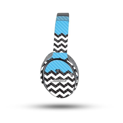 Image of MightySkins Carbon Fiber Skin Compatible with Bose QuietComfort 35 II Headphones - Baby Blue Chevron | Protective, Durable Textured Carbon Fiber Finish | Easy to Apply
