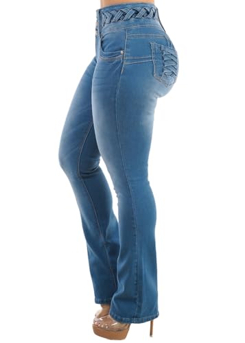 Image of Moda Xpress Women's Butt Lifting High Waisted Bootcut Jeans - Stretchy, Comfortable Flare Jeans in Junior Size Vintage Style