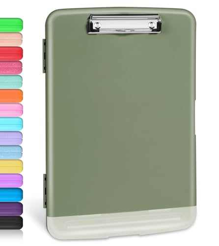 Sooez Clipboard with Storage, Clip Board 8.5 x 11 with Pen Holder, Plastic Organization Case Box for Letter Legal A4 Size Paper, Low Profile Clip, Nurses Teachers Must Haves, School & Office Supplies