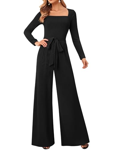 Overol para mujer con cuello cuadrado elegante y pantalones largos