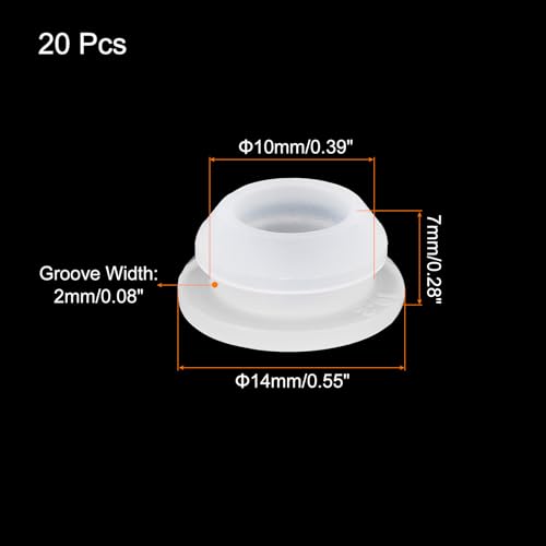 Image of MECCANIXITY 20pcs Silicone Snap in Locking Hole Plugs,10mm /0.4 Inch Mounting Diameter Narrow Groove Width 2mm Panel Seal Cover Round for Kitchen Bulkheads Waterproof Sealing Plugs Clear