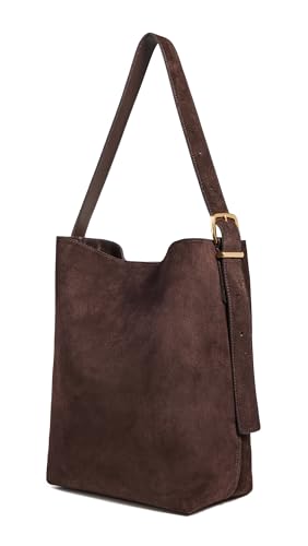 Madewell Women's Suede Essentials Bucket Tote, Dark Carob, Brown, One Size