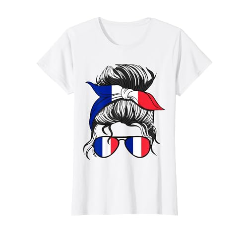 French Girl France Fille Française France Femmes Drapeau Français T-Shirt