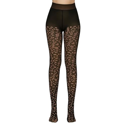 Image of X-CHENG Fleece Lined Tights Sheer Women - Fake Translucent Warm Pantyhose Leggings Sheer Thick Tights for Winter