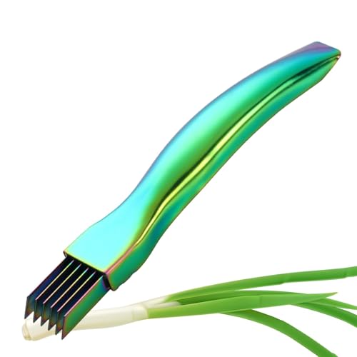 Loigohon ねぎカッター ステンレス野菜スライサー ? 等間隔刃で簡単みじん切り、滑り止めハンドル採用で安全使用 (カラフル2)