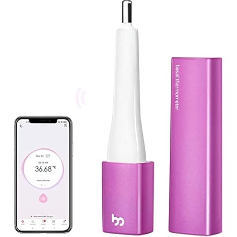 Femometer Vinca I Bluetooth Basalthermometer mit Intelligentes APP (iOS & Android), Digitales Fruchtbarkeitsthermometer NFP Fertilitätsmonitor und Zykluscomputer für Eisprung & Zykluskontrolle, Lila Cover