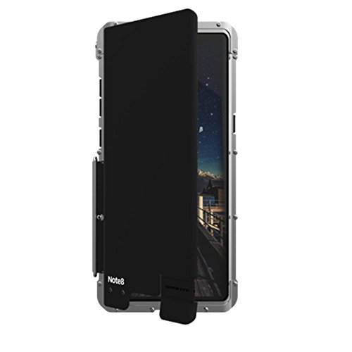 ARMOR KING Outdoor Dropproof Shockproof Flip Cover Samsung Galaxy Note 8 Stainless Steel Heavy Duty Clamshell (Silver&Black)