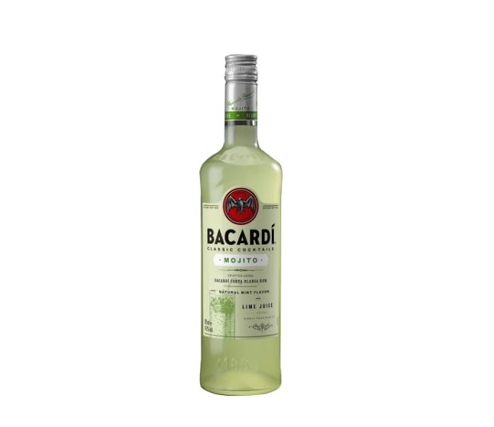 Mojito-Fertigmischung mit Bacardi Carta Blanca Rum, natürlicher Minze und Limettensaft Flasche 70 cl. BIS012. 2er-Pack.