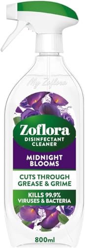 Zoflora Midnight Blooms Multipurpose Cleaner Trigger Spray 1 x 800ml Floral Antibacterial Multi-Surface Cleaner Pet-Friendly Kills 99.9 Percent of Bacteria and Viruses.