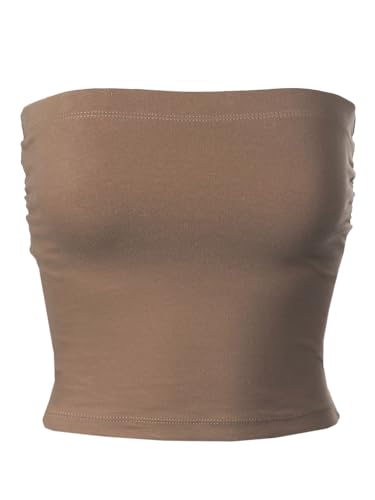 Image of MixMatchy Women's 3 Pack Tube Top Built-in Bra Strapless Ruched Bandeau