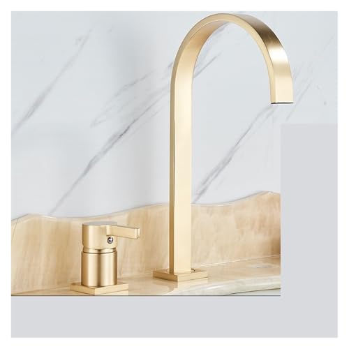 Mélangeur de lavabo de salle de bain anti-trace calcaire avec commande fluide or poli