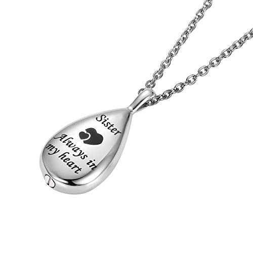 GLDZ Cremation Urn Necklace for Ashes Urn Jewelry Always in My Heart Memorial Pendant with Fill Kit4