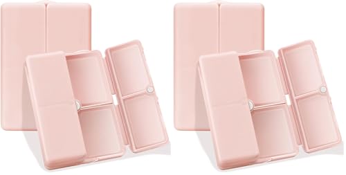 Image of FYY Daily Pill Organizer, 7 Compartments Portable Pill Case Travel Pill Organizer,[Folding Design] Pill Box for Purse Pocket to Hold Vitamins,Cod Liver Oil,Supplements and Medication-Pink (Pack of 2)
