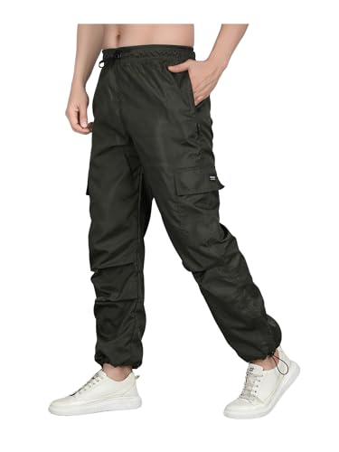 Image of Men's Water-Resistant Parachute Pants | Mens Bottom Wear | Cargo Pants for Men | Korean Pants for Man | Baggy Trackpants | Lightweight Multi-Pocket Utility Fit - Freedom to Move & All-Day Comfort