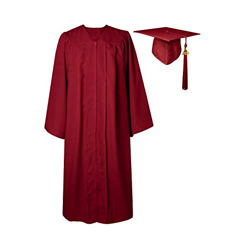 GGS Unisexe Matte Graduation Robe Cap Tassel pour Bachelor/Lycée 2019 Charm année Bordeaux Longueur de la Robe 39"
