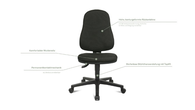 Topstar Point 60 Bürostuhl In Grün – Höhenvers Produktbild-Vorschau 3