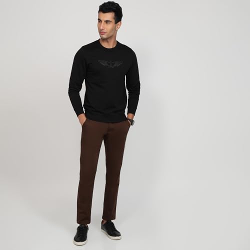 Image of Park Avenue Men Slim Fit Solid Pattern Cotton Polyester Blend Round Neck Full Sleeve Casual Sweatshirt