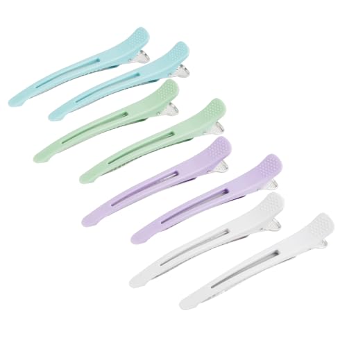LOPHE 8 PCS Hair Sectioning Clips, Professional No-Trace Plastic Hairdresser Clips with Silicone Band