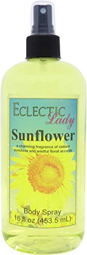 Eclectic Lady Sunflower Body Spray, 16 ounces, Body Mist for Women with Clean, Light & Gentle Fragrance, Cologne with Soft, Subtle Aroma For Daily Use