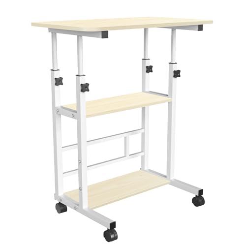 Homewell - Escritorio de ordenador de 3 niveles ajustable en altura, escritorio de trabajo para sentarse de pie multifunción, estructura estable robusta, ahorro de espacio, escritorio y estudio (color