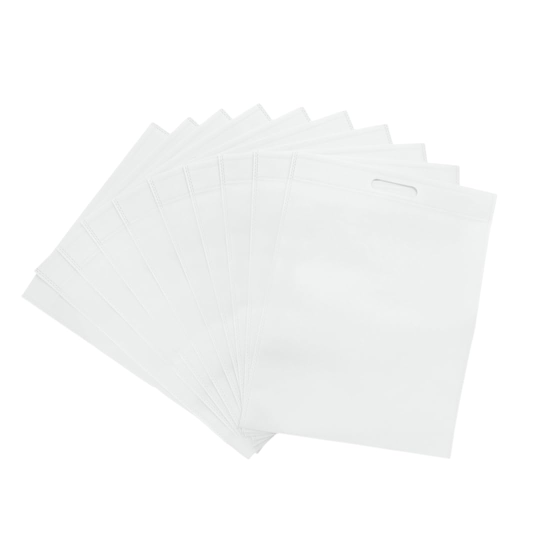 Janrax Pack of 50 White Coloured 45x35cm Non Woven Bags wtih Carry Handles