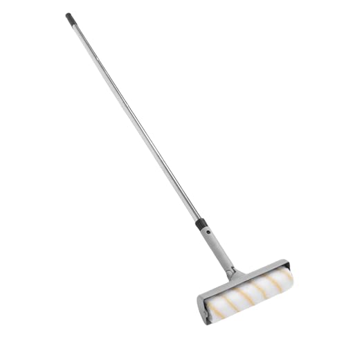 HELEVIA Paint Roller Kit Splash Proof 10 Inch Paint Roller with Stainless Steel Extension Poles Brush Covers Scraper for Ceiling Walls Furniture (Gray)