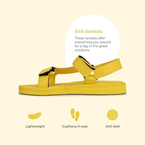 Image of YOHO EVA Sandals for Women | EVA sole | Comfortable cushioned sole with TPR base | Lightweight | Soft skin friendly straps | Adjustable straps | Velcro closure | Vibrant colour options