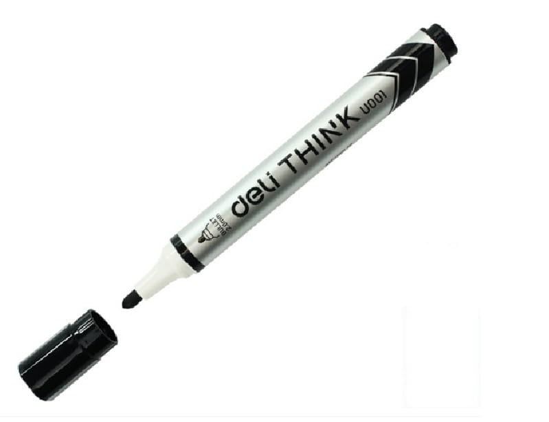 Deli think 2.0mm bullet tip dry erase markers with low odour ink, black