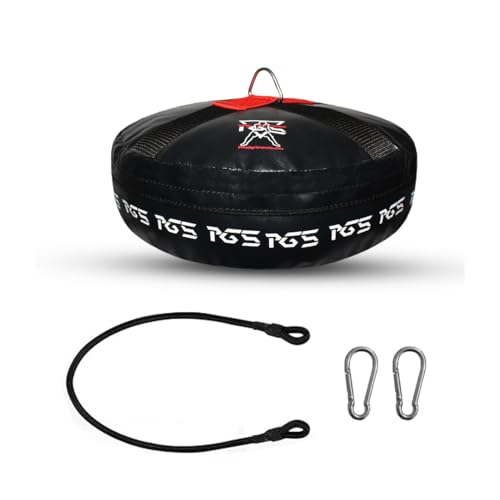 PGS Double End Floor Anchor for Punching Bag Double end Speed Ball, Maximum Swing Reduction for Boxing MMA, Non Tear Maya Hide Leather, Heavy Duty D Ring (Black)