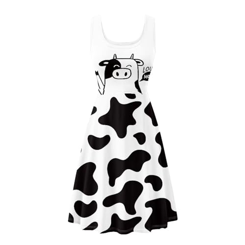 Image of Women's Casual Loose Sundress Midi Sleeveless Crewneck Dress Summer Beach Tank Dress with Pockets