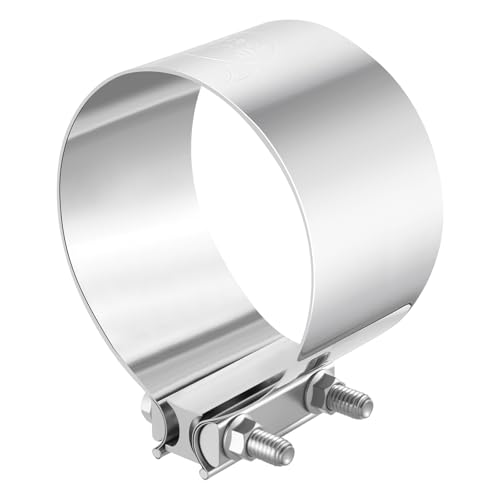 EVIL ENERGY 5.0 Inch Exhaust Clamp Butt Joint Band Clamp Sleeve Coupler Stainless Steel for Pipes Mufflers Catalytic Converters 2PCS