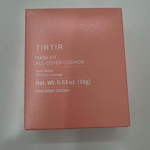 Image of TIRTIR Mask Fit All Cover Pink Cushion Foundation | High coverage, Velvety Matte Finish, Lightweight, Flawless, Corrects Redness, Korean Cushion (#43N Deep Cocoa, Full Size, 0.63 Fl Oz)