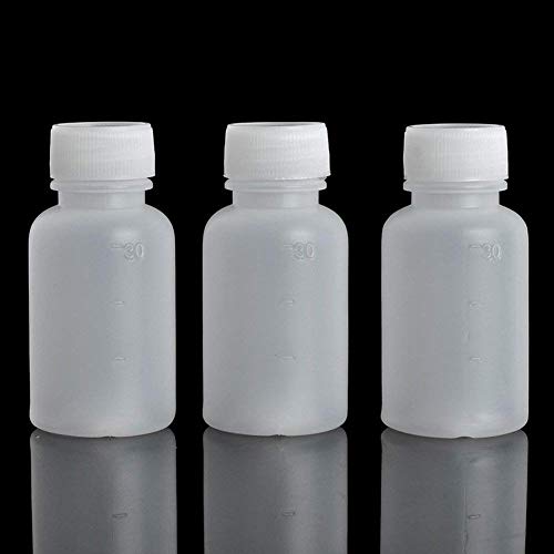 GDGY 50pcs 30ml 1oz PE Plastic Empty Small Mouth Graduated Lab Chemical Container Reagent Bottle (30Ml50 Pcs)