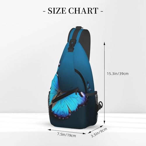 Bolso cruzado de pecho para hombre con diseño mariposa azul miniatura 3