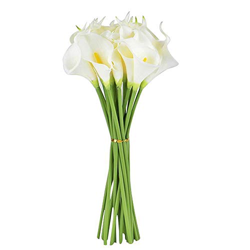 VKTY 10 Lirios Calla Artificiales para decoración del hogar, Ramo de Boda, Amarillo, Lirios Artificiales, decoración de la Boda