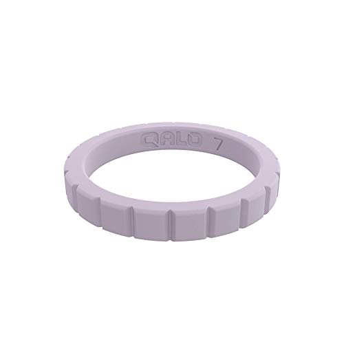 QALO Women's Rubber Silicone Ring, Step Stackable, Wedding Ring for Women, Breathable, Durable Engagement Silicone Band, 3mm Wide 2mm Thick, Multi Color2