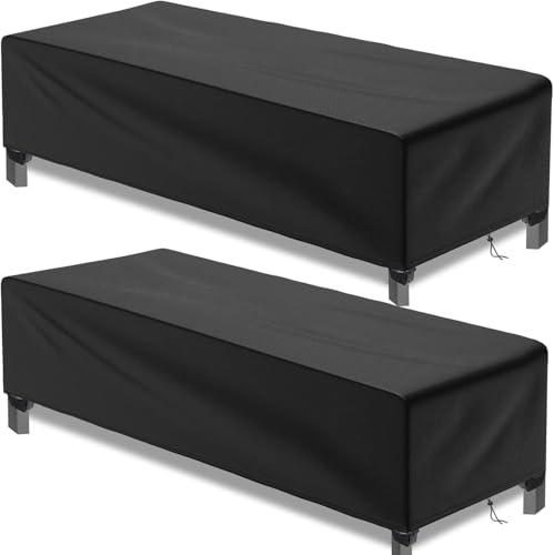 Bonna 2 Stück Gartenliege Abdeckung mit verstellbarem Kordelzug, Wasserdicht, UV-Beständiges, reißfest, Schwerlast 500D Oxford Sonnenliege Abdeckung, schutzhülle für Gartenliege 200 x 68 x 30cm