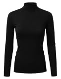 Doublju Soft Knit Turtleneck T-Shirt Top For Women With Plus Size (Made In USA)