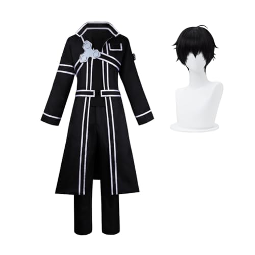 Anjinguang Kirito Costume de cosplay noir pour homme - Costume d'Halloween et de cosplay - Cadeau pour les fans d'anime