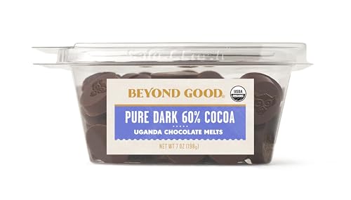 Beyond Good Chocolate | 60% Pure Dark Chocolate Melts, 7oz Pack | USDA Organic, Direct Trade, Vegan, Kosher, Non-GMO | Single Origin Uganda Chocolate Perfect for Snacking or Baking