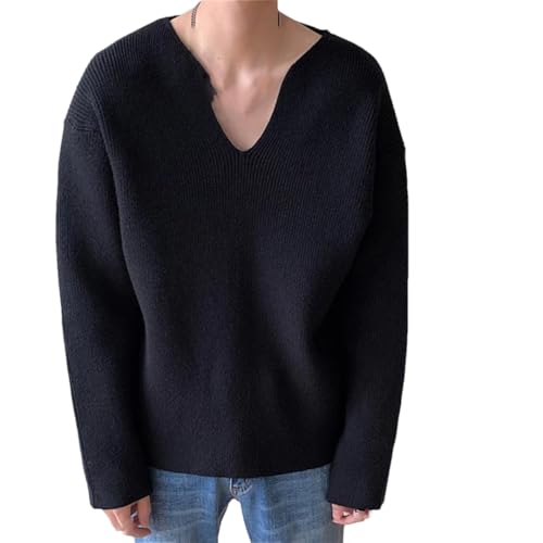 Mens Long Sleeve Lightweight Pullover Sweater Casual V Neck Solid Knitwear Jumper Tops