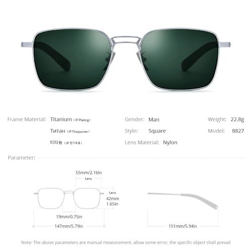 Titanium Sunglasses Men Brand Designer Square Ultralight Sun Glasses 88273