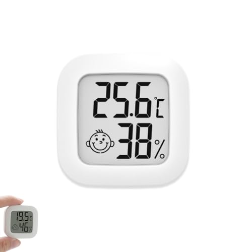Mirhua 飼育 ベビールーム 車 冷蔵庫 冷凍庫空気湿度管理 デジタル キャンプ 温度計湿度計 温度計高精度手のひらサイズ (白い笑顔)