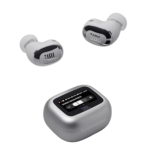 JBL Live Buds 3 Auriculares inalambricos de botón,True Wireless con cancelación de ruido adaptable, hasta 40 horas de reproducción, Bluetooth, audio de alta resolución, plateado