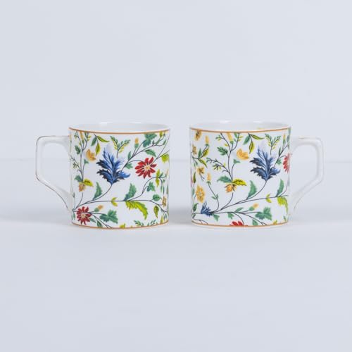 Image of GOLDEN QUEEN'S Handcrafted Floral Tea Cups - Set of 6 | Perfect for Daily Use, Elevate Your Tea and Coffee Experience - Summer Florals