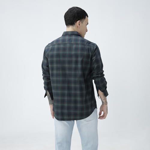 Image of BASICS 100% Cotton Checked Shirt for Men | Slim Fit | Everyday Smart Casual Wear | Full Sleeve